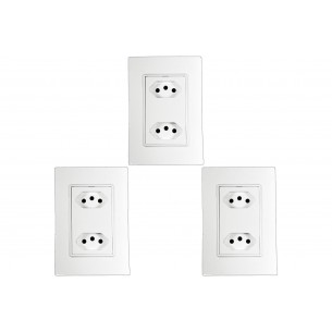 Kit C/3 - Conjunto Ilumi Vivaz Branco Com Placa 2 Tomadas... Kit C/3 - Conjunto Ilumi Vivaz Branco Com Placa 2 Tomadas...