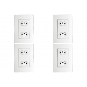Kit C/4 - Conjunto Ilumi Vivaz Branco Com Placa 2 Tomadas...
