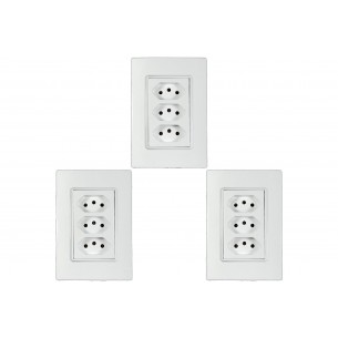 Kit C/3 - Conjunto Ilumi Vivaz Branco Com Placa 3 Tomadas... Kit C/3 - Conjunto Ilumi Vivaz Branco Com Placa 3 Tomadas...