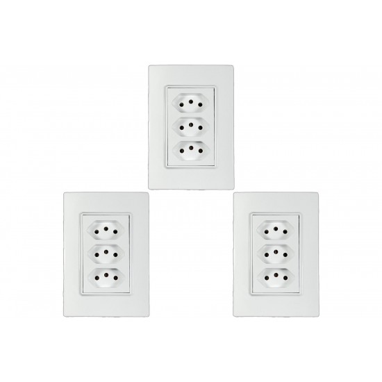 Kit C/3 - Conjunto Ilumi Vivaz Branco Com Placa 3 Tomadas... Kit C/3 - Conjunto Ilumi Vivaz Branco Com Placa 3 Tomadas...