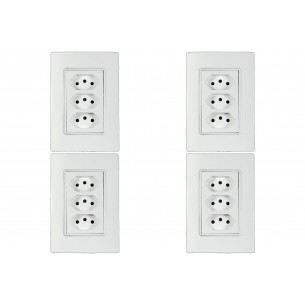 Kit C/4 - Conjunto Ilumi Vivaz Branco Com Placa 3 Tomadas...