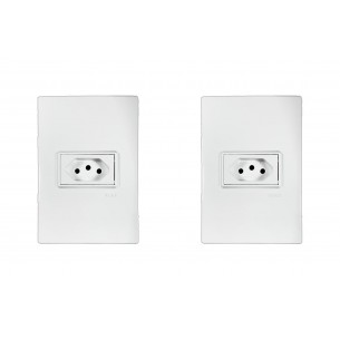 Kit C/2 - Conjunto Ilumi Vivaz Branco Com Placa 1 Tomada ...