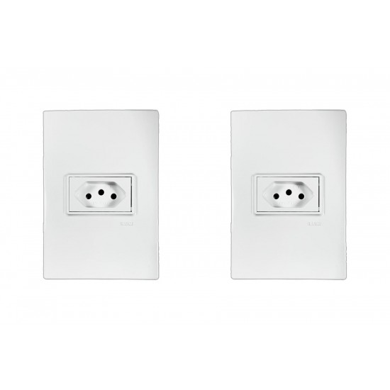 Kit C/2 - Conjunto Ilumi Vivaz Branco Com Placa 1 Tomada ...