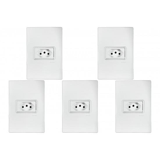 Kit C/5 - Conjunto Ilumi Vivaz Branco Com Placa 1 Tomada ...
