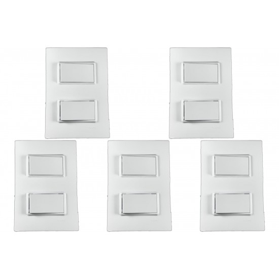 Kit C/5 - Conjunto Ilumi Vivaz Branco Com Placa 2 Simples... Kit C/5 - Conjunto Ilumi Vivaz Branco Com Placa 2 Simples...