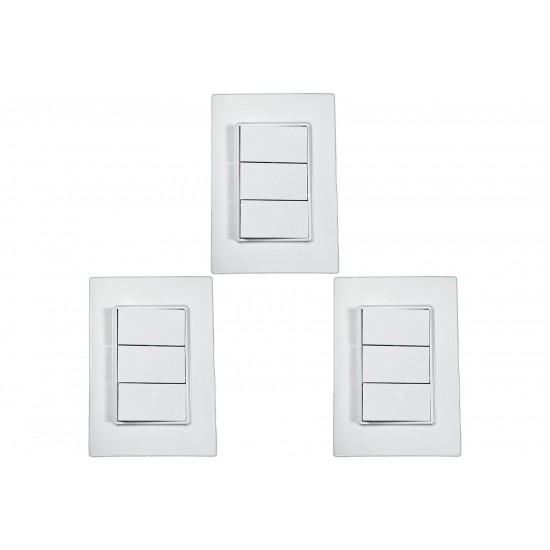 Kit C/3 - Conjunto Ilumi Vivaz Branco Com Placa 3 Simples...