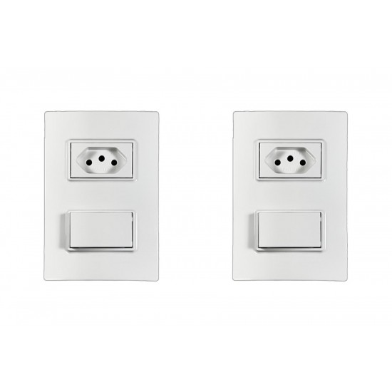 Kit C/2 - Conjunto Ilumi Vivaz Branco Com Placa 1 Simples...