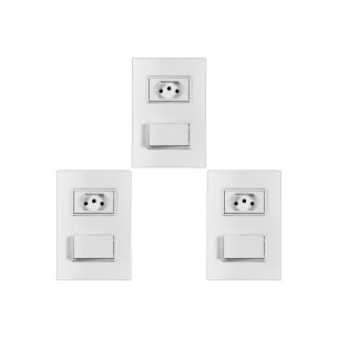 Kit C/3 - Conjunto Ilumi Vivaz Branco Com Placa 1 Simples... Kit C/3 - Conjunto Ilumi Vivaz Branco Com Placa 1 Simples...