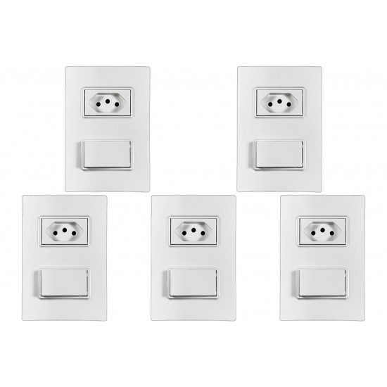 Kit C/5 - Conjunto Ilumi Vivaz Branco Com Placa 1 Simples... Kit C/5 - Conjunto Ilumi Vivaz Branco Com Placa 1 Simples...