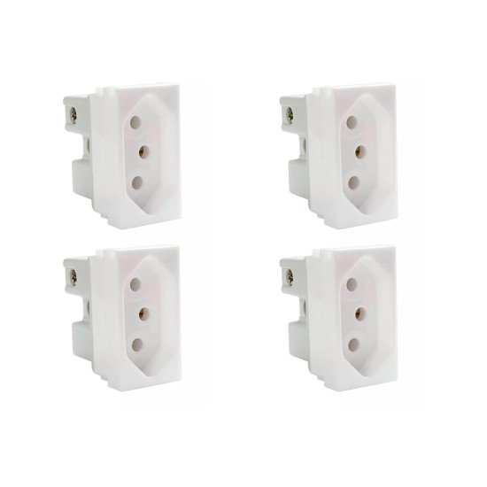 Kit C/4 - Modulo Steck Linha Stella 1 Tomada 20A. Branco ...