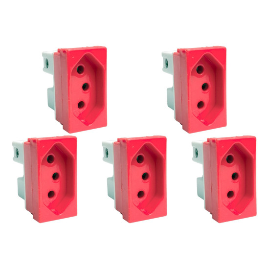 Kit C/5 - Modulo Steck Linha Stella 1 Tomada 20A. Vermelh... Kit C/5 - Modulo Steck Linha Stella 1 Tomada 20A. Vermelh...