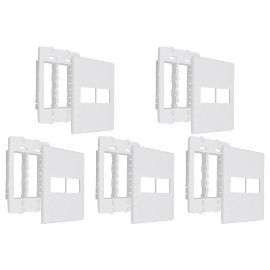 Kit C/5 - Placa Steck Linha Stella Branca 4X4 - 2 Modulos...