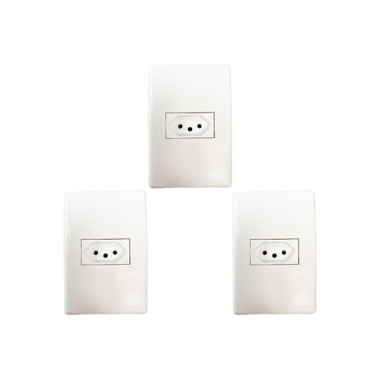 Kit C/3 - Conjunto Steck Linha Stella Com Placa 1 Tomada ...