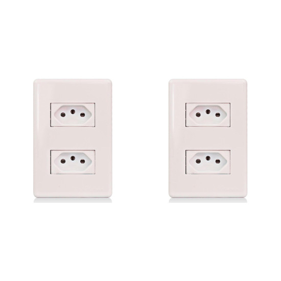 Kit C/2 - Conjunto Steck Linha Stella Com Placa 2 Tomadas...