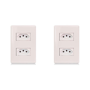 Kit C/2 - Conjunto Steck Linha Stella Com Placa 2 Tomadas...