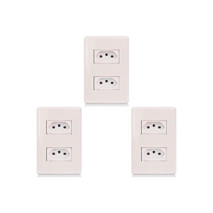 Kit C/3 - Conjunto Steck Linha Stella Com Placa 2 Tomadas...