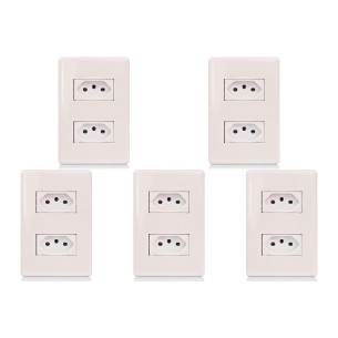 Kit C/5 - Conjunto Steck Linha Stella Com Placa 2 Tomadas...