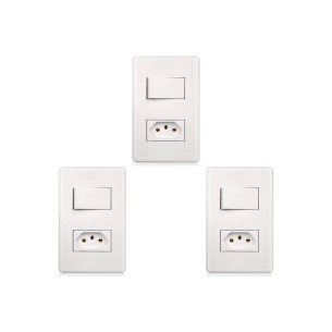 Kit C/3 - Conjunto Steck Linha Stella Com Placa 1 Simples...