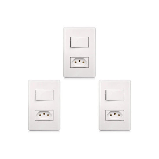 Kit C/3 - Conjunto Steck Linha Stella Com Placa 1 Simples...