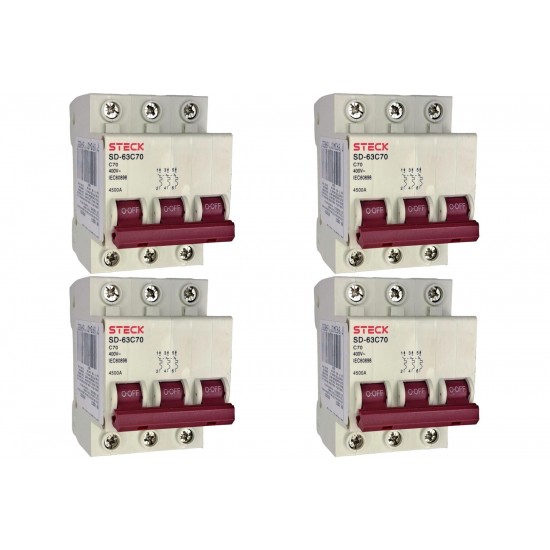 Kit C/4 - Disjuntor Steck ''Din'' Tripolar 70A. C