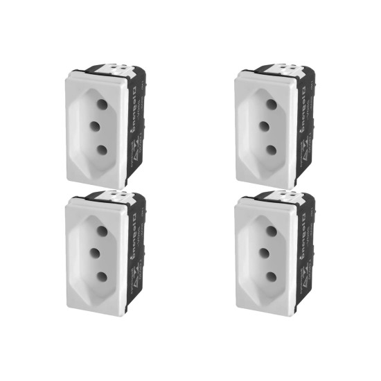 Kit C/4 - Modulo Pial Pop Branco 1 Tomada 2P+T 20A. Lg03020