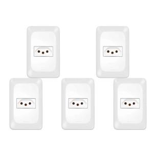 Kit C/5 - Conjunto Pial Pop Modulo Com Placa 4X2 - 1 Toma...