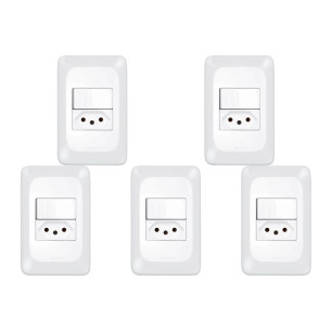 Kit C/5 - Conjunto Pial Pop Modulo Com Placa 4X2 - 1 Simp...