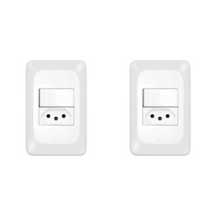 Kit C/2 - Conjunto Pial Pop Modulo Com Placa 4X2 - 1 Simp...