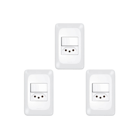 Kit C/3 - Conjunto Pial Pop Modulo Com Placa 4X2 - 1 Simp...