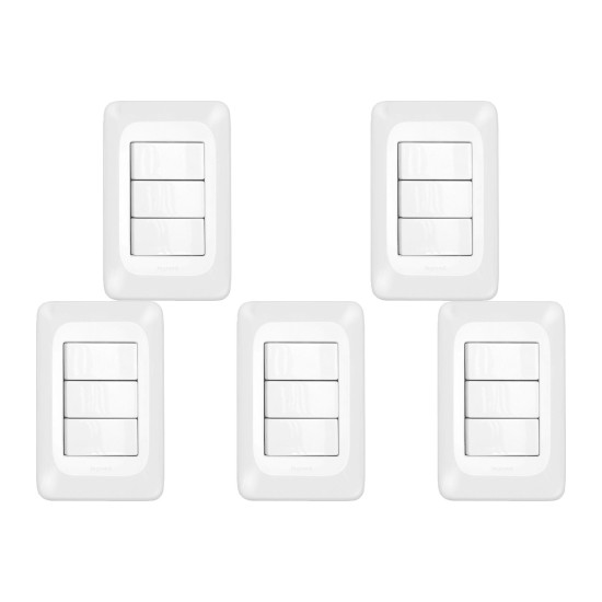 Kit C/5 - Conjunto Pial Pop Modulo Com Placa 4X2 - 3 Simp...