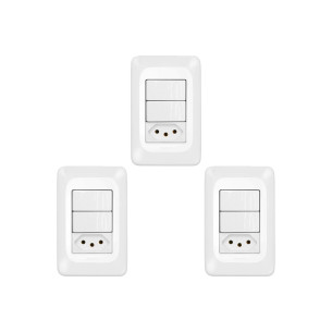 Kit C/3 - Conjunto Pial Pop Modulo Com Placa 4X2 - 2 Simp...