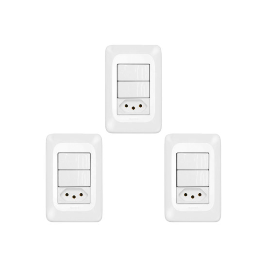 Kit C/3 - Conjunto Pial Pop Modulo Com Placa 4X2 - 2 Simp...