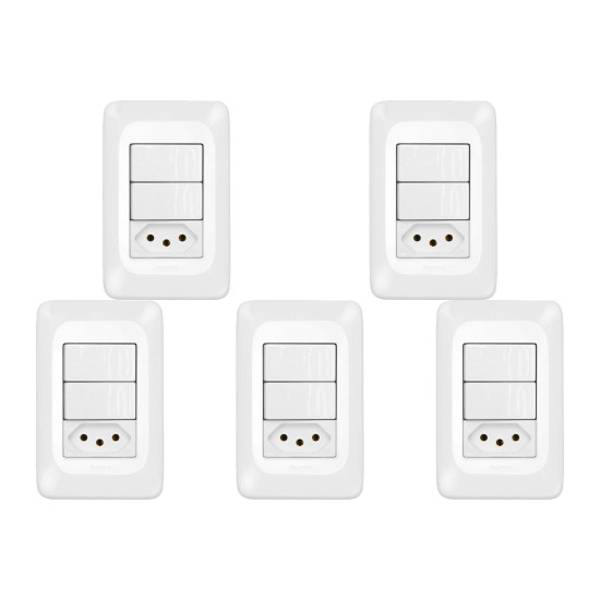 Kit C/5 - Conjunto Pial Pop Modulo Com Placa 4X2 - 2 Simp...