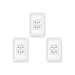 Kit C/3 - Conjunto Pial Pop Modulo Com Placa 4X2 - 2 Toma...