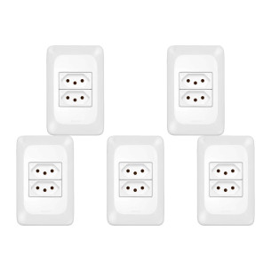 Kit C/5 - Conjunto Pial Pop Modulo Com Placa 4X2 - 2 Toma...