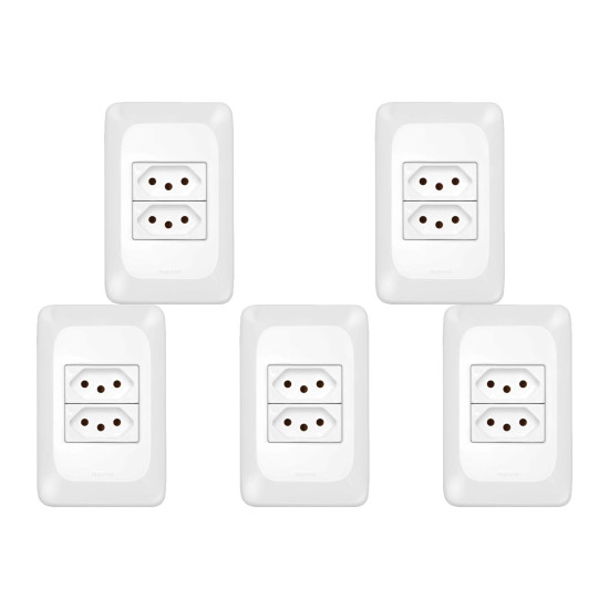 Kit C/5 - Conjunto Pial Pop Modulo Com Placa 4X2 - 2 Toma...