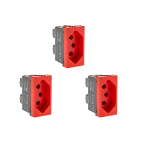 Kit C/3 - Modulo Pial Pop Vermelho 1 Tomada 2P+T. 20A. - ...