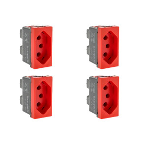 Kit C/4 - Modulo Pial Pop Vermelho 1 Tomada 2P+T. 20A. - ...