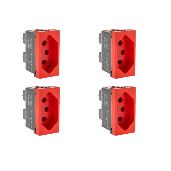 Kit C/4 - Modulo Pial Pop Vermelho 1 Tomada 2P+T. 20A. - ...
