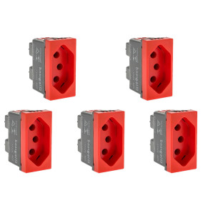 Kit C/5 - Modulo Pial Pop Vermelho 1 Tomada 2P+T. 20A. - ...