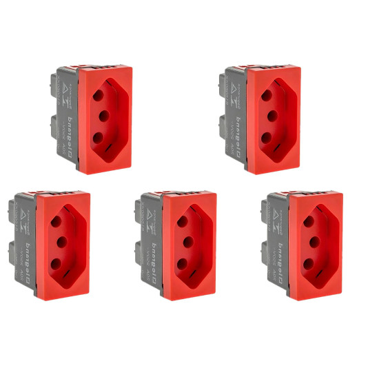 Kit C/5 - Modulo Pial Pop Vermelho 1 Tomada 2P+T. 20A. - ...