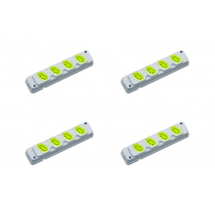 Kit C/4 - Tomada Barra Fiolux 2P+T. 20A. Quadrupla Cinza/...