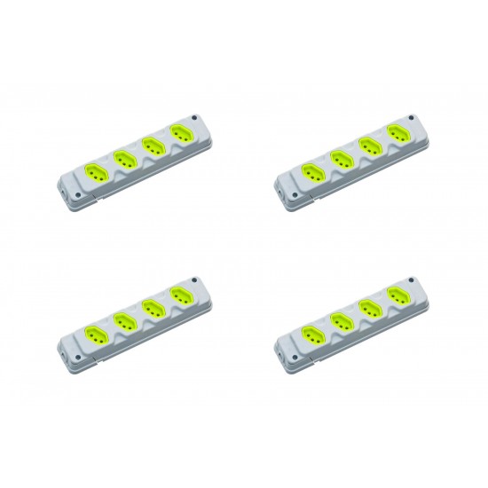 Kit C/4 - Tomada Barra Fiolux 2P+T. 20A. Quadrupla Cinza/...