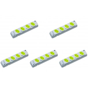 Kit C/5 - Tomada Barra Fiolux 2P+T. 20A. Quadrupla Cinza/...