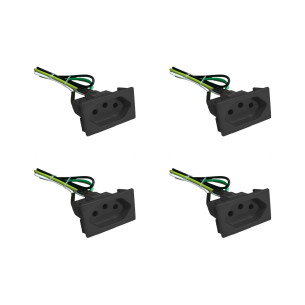 Kit C/4 - Tomada De Painel Com Cabo Steck 10A. Preta - S8628